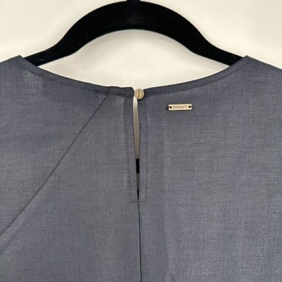 NWT DKNY Women Sleeveless Crew Neck Handkerchief Hem Shift MIDI Dress Blue Small - Picture 7 of 11